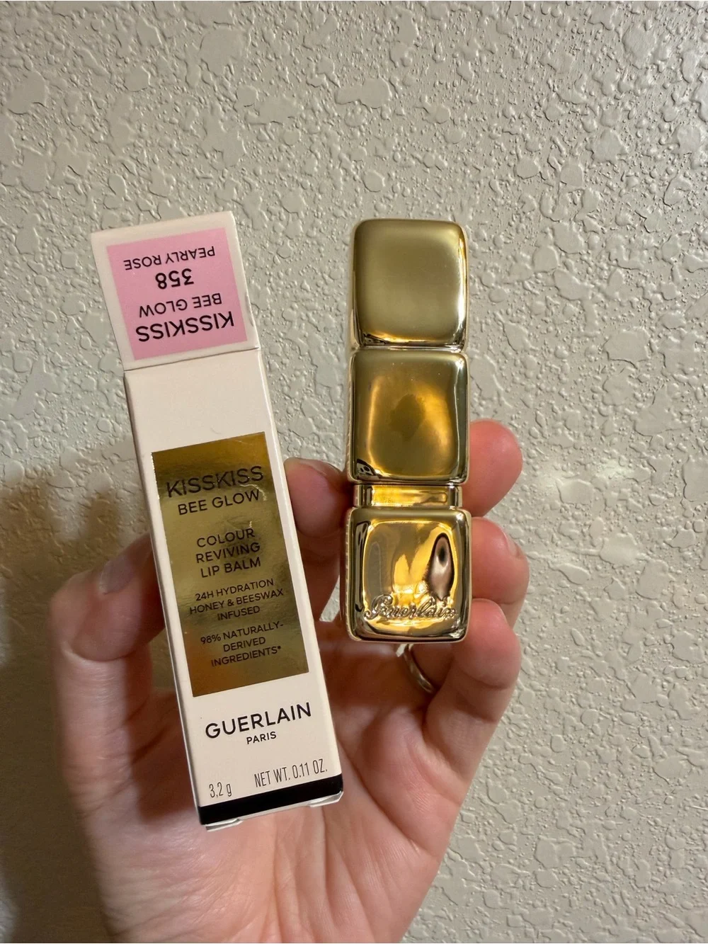 NEW Guerlain KissKiss Bee Glow 358 Pearly Rose Lip Balm 3.2g